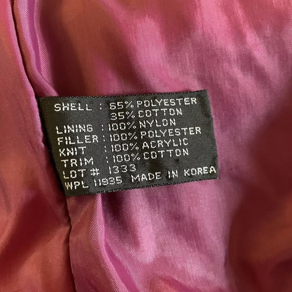 VTG 80s JCPenney Sz M Quilted Bomber Jacket Korea Cream Burgundy Stripe - Picture 8 of 9